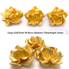Non-Wired Large 3D Gold Pearl Sugar Roses Standard Petal 55mm