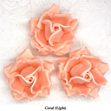 Large Coral Orange 3D Non-Wired Sugar Roses in 3 tones 55mm