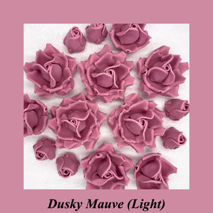 Dusky Mauve 3D Sugar Non-Wired Roses  3 SHADES 4 SIZES
