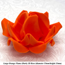 Large Bright Orange 3D Non-Wired Sugar Roses in 3 tones 55mm