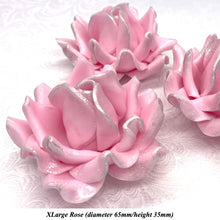 Light Silver Sparkle-Tip Pink Sugar Roses 3SIZES NON WIRED White/Pink Sparkle Tip Options