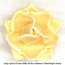 Large Apricot Cream Orange 3D Non-Wired Sugar Roses in 3 tones 55mm