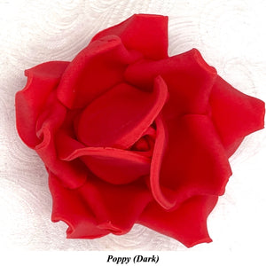 Large Poppy Red 3D Non-Wired Sugar Roses in 3 tones 55mm