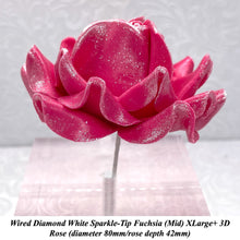 Wired White Sparkle-Tip Pink Roses Sugar Roses Large & XLarge+ Sizes