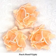 Large Peach Orange 3D Non-Wired Sugar Roses in 3 tones 55mm