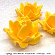 Large Bright Egg Yellow Orange 3D Non-Wired Sugar Roses in 3 tones 55mm