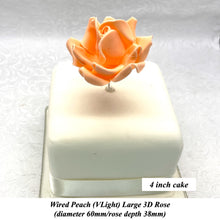 Coral Peach Blood Orange Wired Large 3D Sugar Roses Standard Petal 60 mm