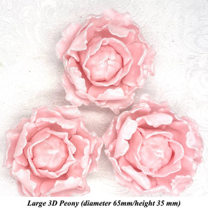 White Sparkle-Tip Pink 3D Non-Wired Large Sugar Peonies