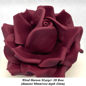 Dusky Pink Wired XLarge+ (Super) 3D Sugar Roses Larger Petal 80 mm
