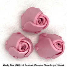 Dusky PInk 3D Sugar Non-Wired Roses  3 SHADES 4 SIZES