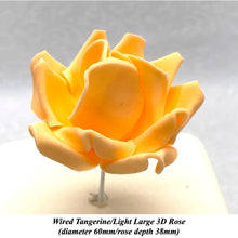 Orange Egg Yellow Wired Large 3D Sugar Roses Standard Petal 60 mm