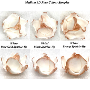 White Sparkle-Tip White 3D Non-Wired Large Sugar Peonies