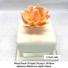 Orange Coral Peach Orange Flame Paprika Wired XLarge+ (Super) 3D Sugar Roses Larger Petal 80 mm