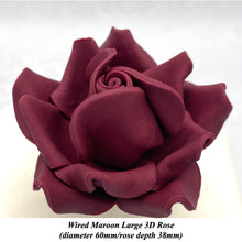 Dusky Pink Mauve Maroon Wine Wired Large 3D Sugar Roses Standard Petal 60 mm