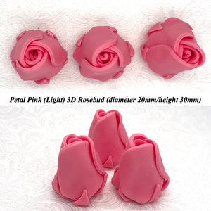 Non-Wired Petal Pink Warm Strawberry Pink 3D Sugar Roses  3 SHADES 4 SIZES