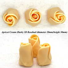 Apricot Cream Orange 3D Sugar Non-Wired Roses  3 SHADES 4 SIZES