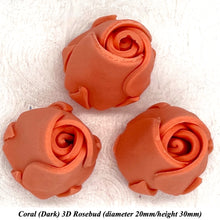 Coral Orange 3D Sugar Non-Wired Roses  3 SHADES 4 SIZES
