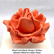 Orange Coral Peach Orange Flame Paprika Wired XLarge+ (Super) 3D Sugar Roses Larger Petal 80 mm