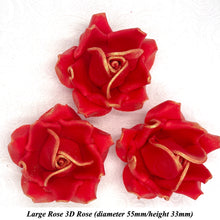 Gold Sparkle-Tip Poppy Red Sugar Roses 3SIZES NON WIRED