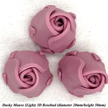 Dusky Mauve 3D Sugar Non-Wired Roses  3 SHADES 4 SIZES
