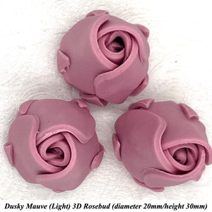 Dusky Mauve 3D Sugar Non-Wired Roses  3 SHADES 4 SIZES