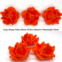 Large Bright Orange 3D Non-Wired Sugar Roses in 3 tones 55mm