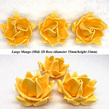 Large Mango Yellow Orange 3D Non-Wired Sugar Roses in 3 tones 55mm