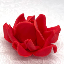 Large Poppy Red 3D Non-Wired Sugar Roses in 3 tones 55mm