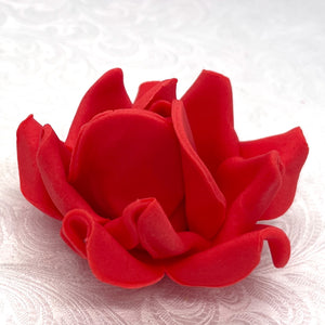 Large Poppy Red 3D Non-Wired Sugar Roses in 3 tones 55mm