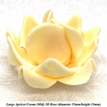 Large Apricot Cream Orange 3D Non-Wired Sugar Roses in 3 tones 55mm