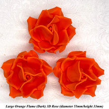 Large Bright Orange 3D Non-Wired Sugar Roses in 3 tones 55mm