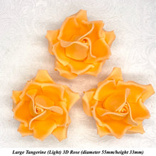 Large Tangerine Orange 3D Non-Wired Sugar Roses in 3 tones 55mm