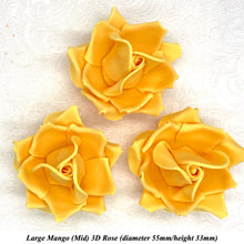 Large Mango Yellow Orange 3D Non-Wired Sugar Roses in 3 tones 55mm