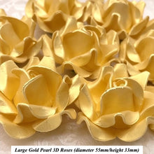 Non-Wired Large 3D Gold Pearl Sugar Roses Standard Petal 55mm