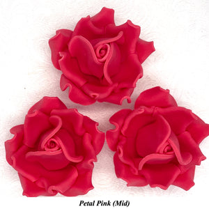 Non-wired Large 3D Warm Strawberry Pink Sugar Roses in 3 tones 55mm