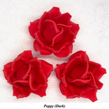 Large Poppy Red 3D Non-Wired Sugar Roses in 3 tones 55mm