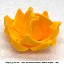 Large Bright Egg Yellow Orange 3D Non-Wired Sugar Roses in 3 tones 55mm