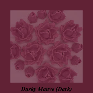 Dusky Mauve 3D Sugar Non-Wired Roses  3 SHADES 4 SIZES