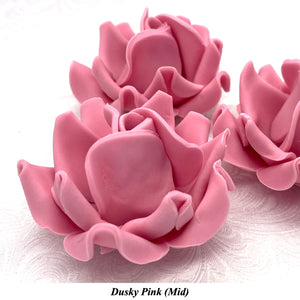 Large Dusky PInk 3D Non-Wired Sugar Roses in 3 tones 55mm