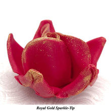 Royal Gold Sparkle-Tip Ruby Red Sugar Roses 3SIZES NON WIRED