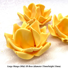 Large Mango Yellow Orange 3D Non-Wired Sugar Roses in 3 tones 55mm