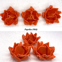 Large Burnt Orange Paprika 3D Non-Wired Sugar Roses in 3 tones 55mm