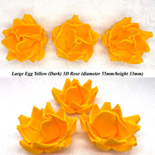 Large Bright Egg Yellow Orange 3D Non-Wired Sugar Roses in 3 tones 55mm