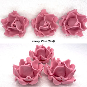 Large Dusky PInk 3D Non-Wired Sugar Roses in 3 tones 55mm
