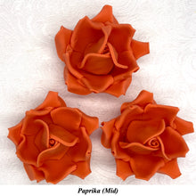 Large Burnt Orange Paprika 3D Non-Wired Sugar Roses in 3 tones 55mm