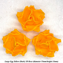 Large Bright Egg Yellow Orange 3D Non-Wired Sugar Roses in 3 tones 55mm
