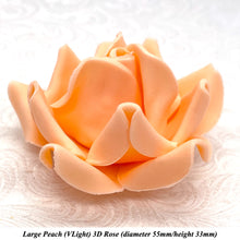 Large Peach Orange 3D Non-Wired Sugar Roses in 3 tones 55mm