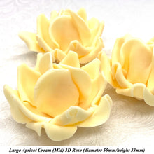 Large Apricot Cream Orange 3D Non-Wired Sugar Roses in 3 tones 55mm