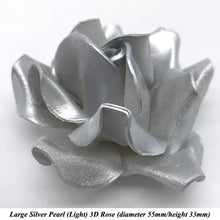 Non-Wired Large 3D Light Silver Pearl Sugar Roses