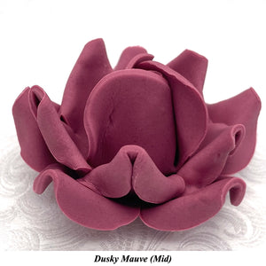 Large Deep Dusky Mauve Wine 3D Non-Wired Sugar Roses in 3 tones 55mm